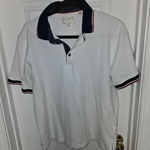 Men's White Polo Shirt with Navy Accents